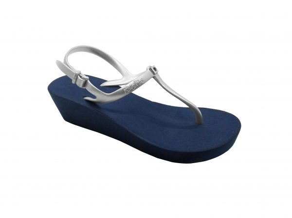 Slingback Wedges Navy Silver